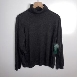 Lauren Ralph Lauren‎ NWT Charcoal Gray Cashmere Blend Turtleneck Sweater 2X